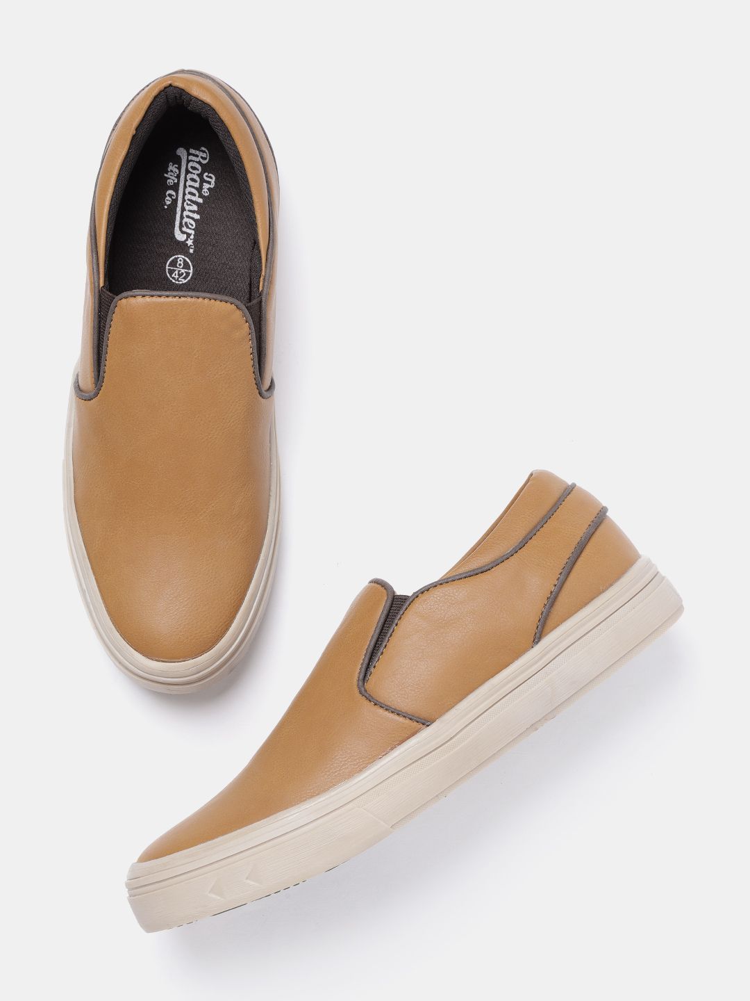 Roadster Men Tan Brown Slip-On Sneakers