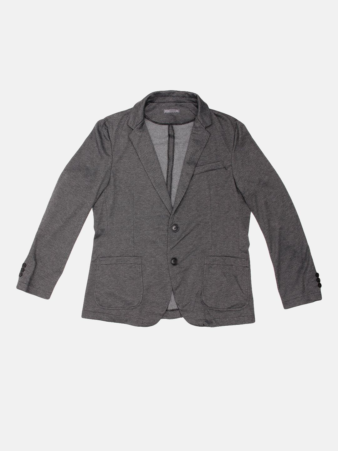 ether Men Charcoal Grey Self-Design Single-Breasted Regular Fit Casual Blazer
