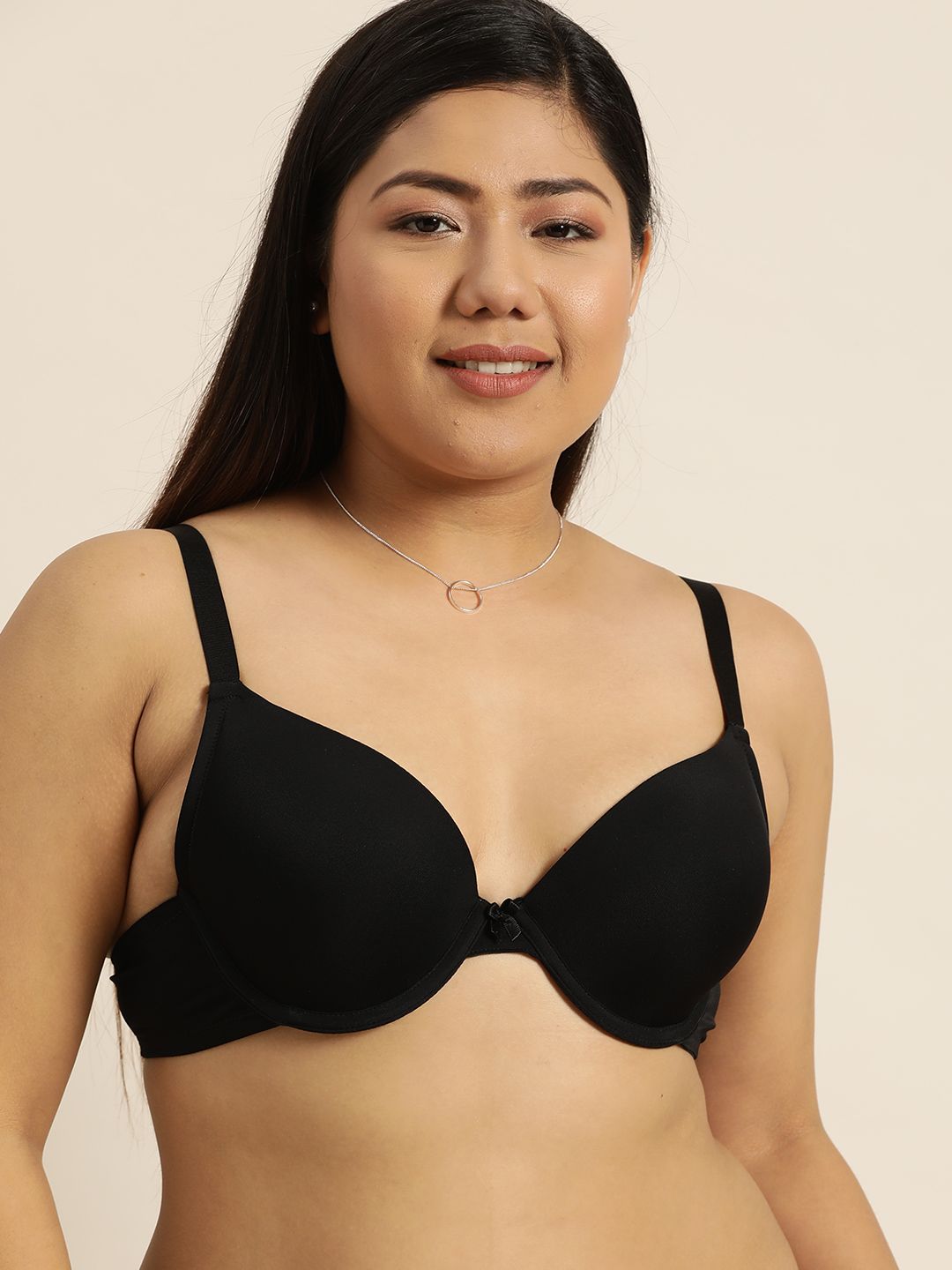 Sztori Plus Size Black Solid Underwired Lightly Padded Everyday Bra N00SEXTPU