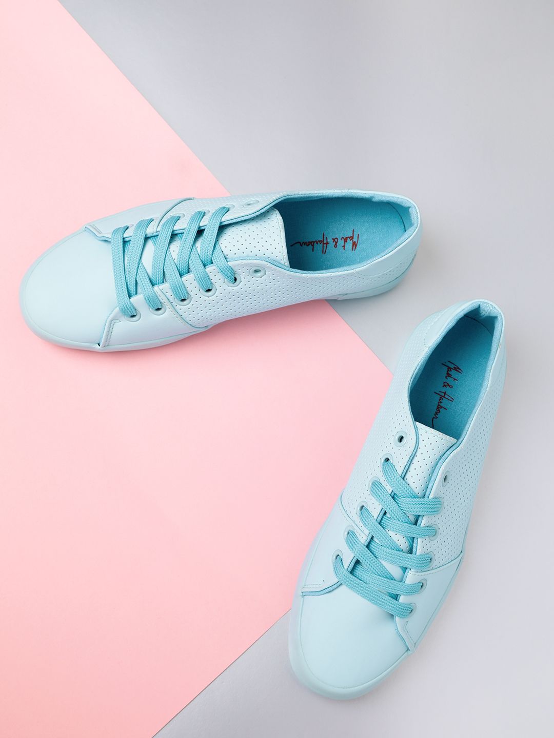 Mast & Harbour Women Blue Perforated Sneakers