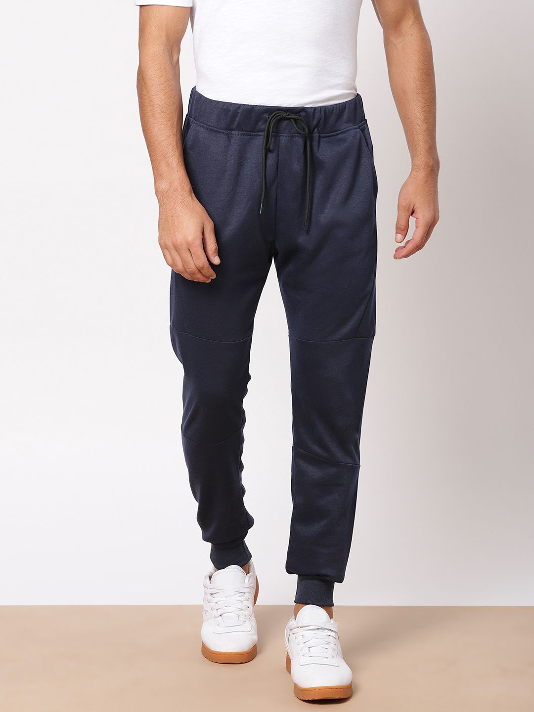 ether Men Navy Blue Regular Fit Solid Joggers