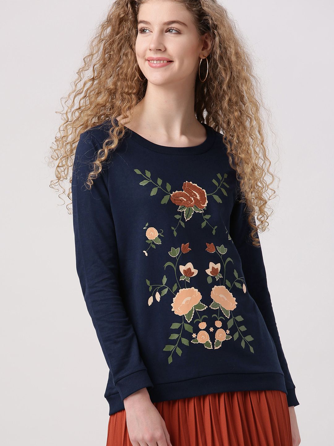 DressBerry Women Navy Printed Sweatshirt