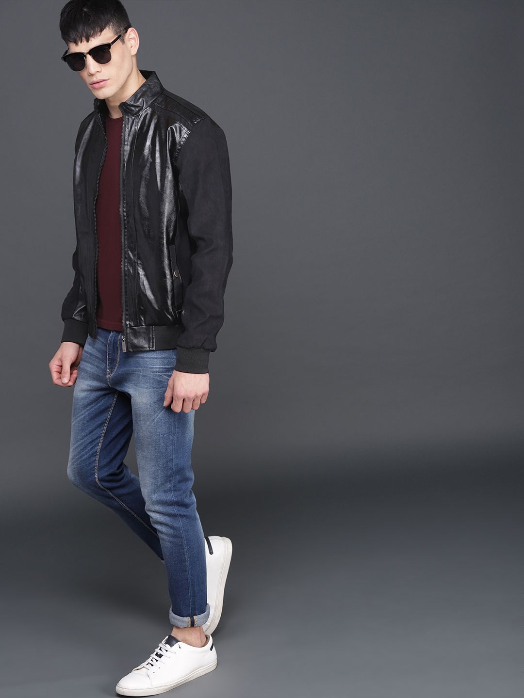 WROGN Men Black Solid Bomber Jacket