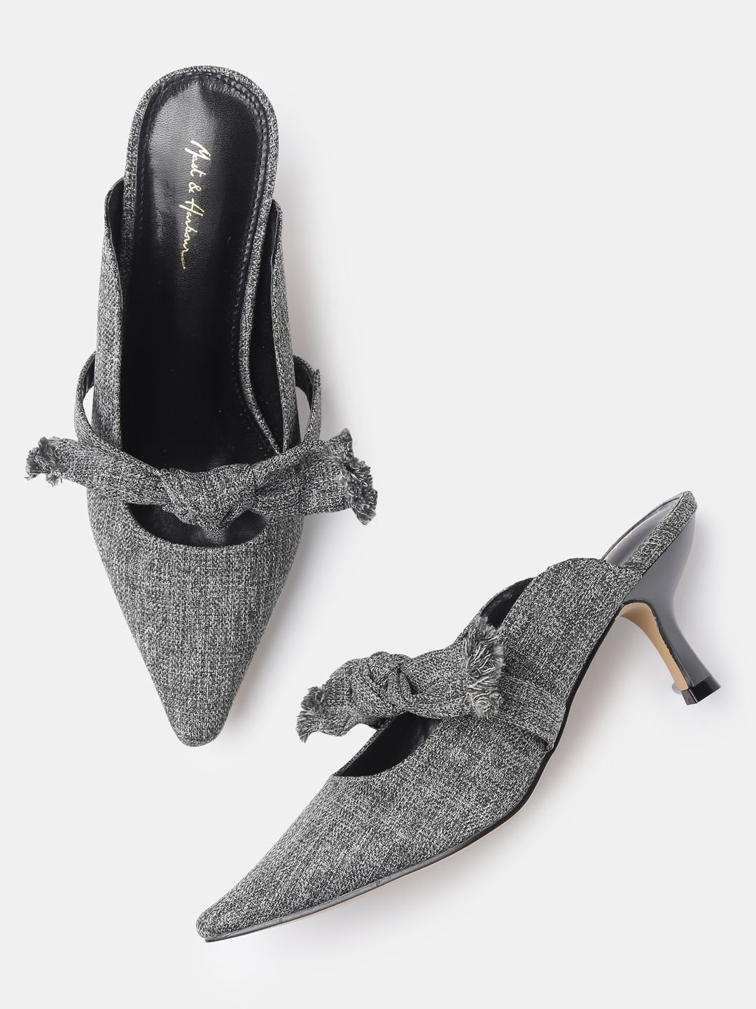 Mast & Harbour Women Grey Woven Design Mules