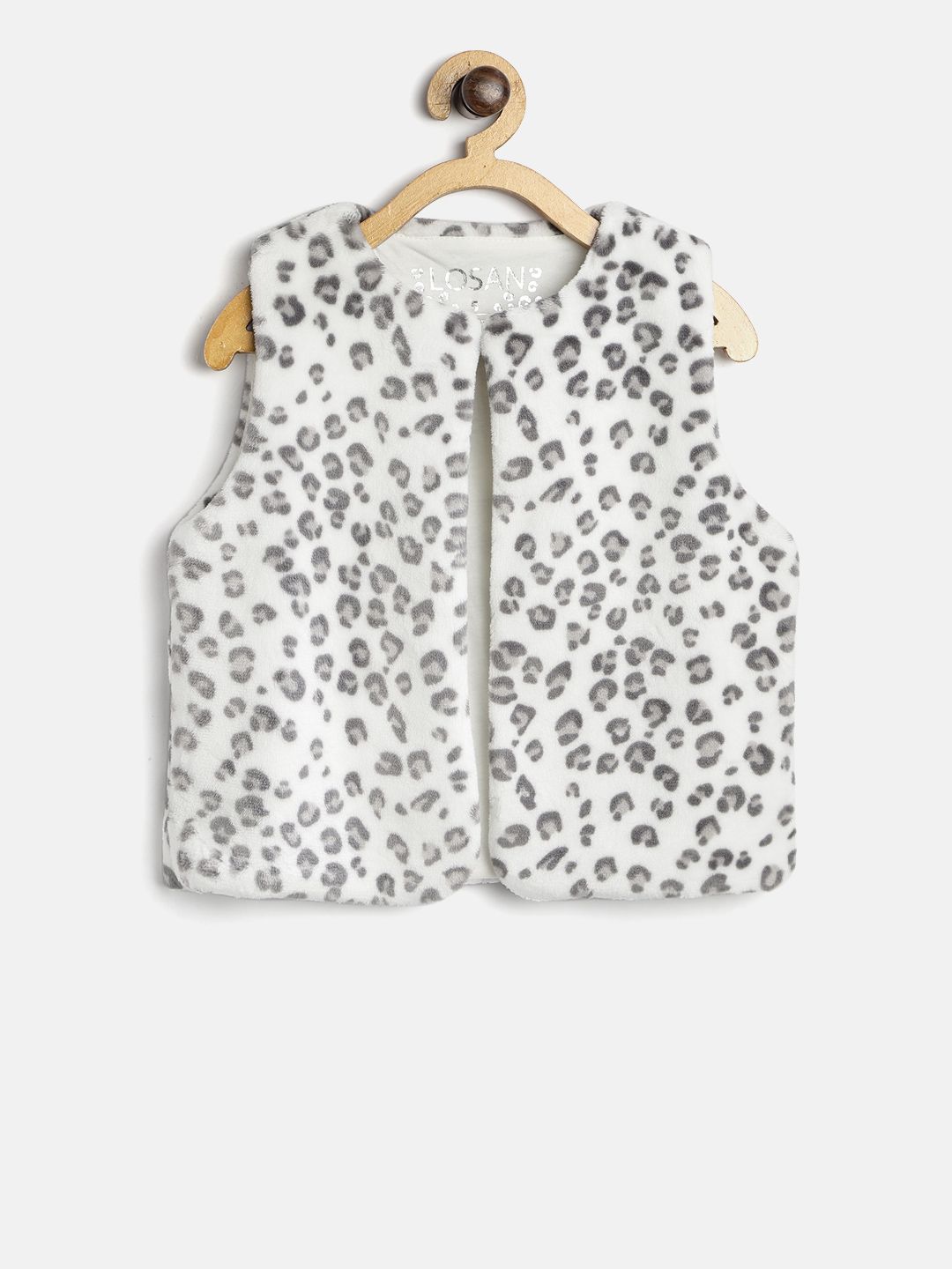 Losan Girls White Printed Open Front Jacket