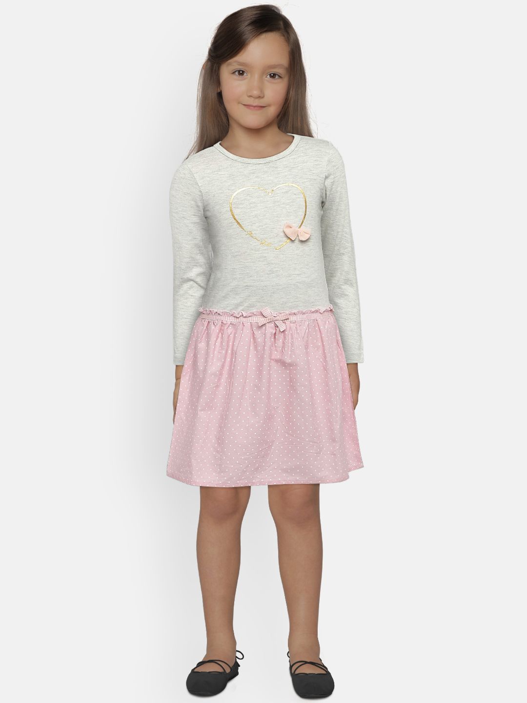 Mini Moi Girls Grey & Pink Solid Tunic with Leggings