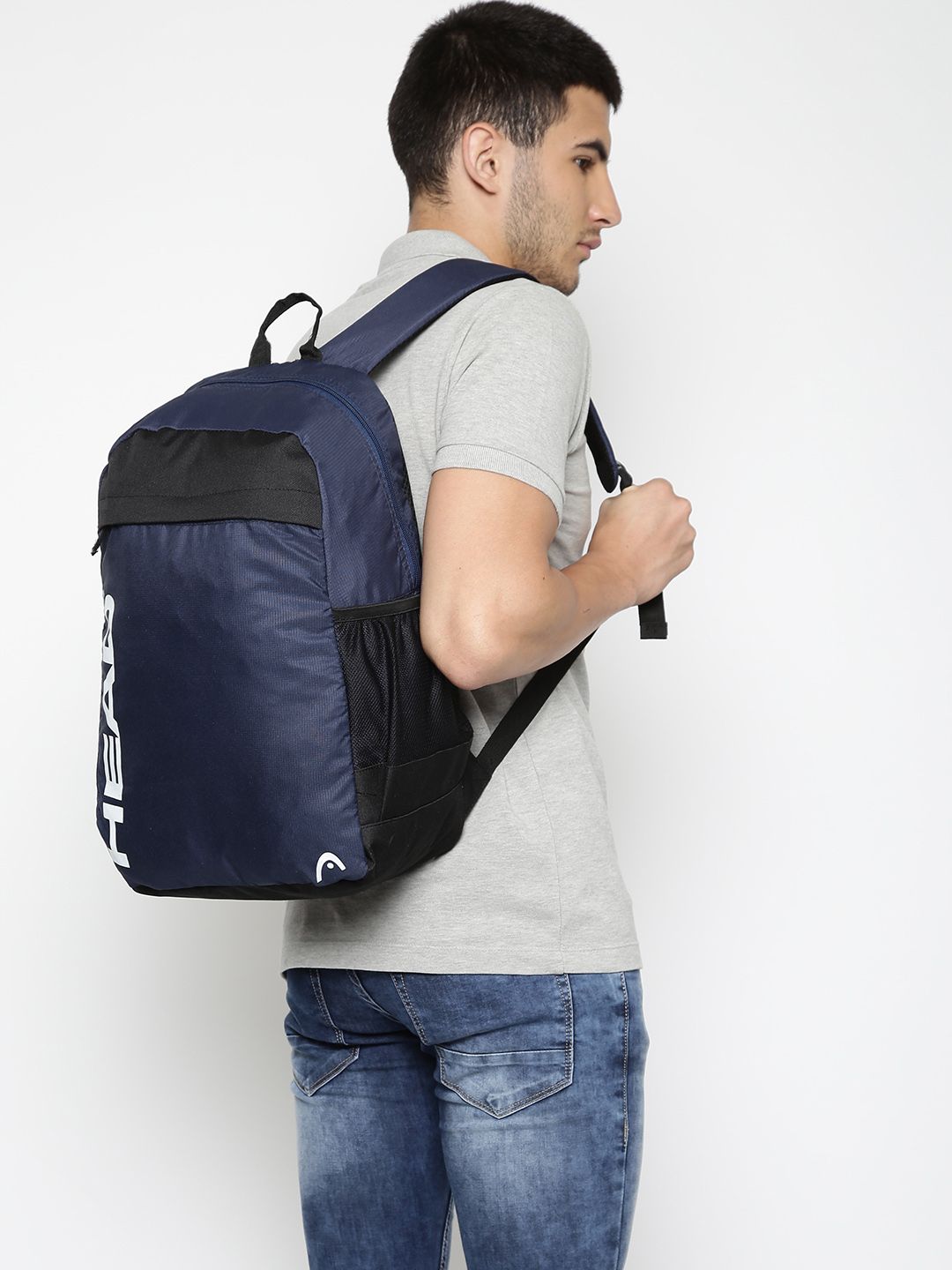 Head Unisex Navy Blue & Black Brand Logo Dew Backpack