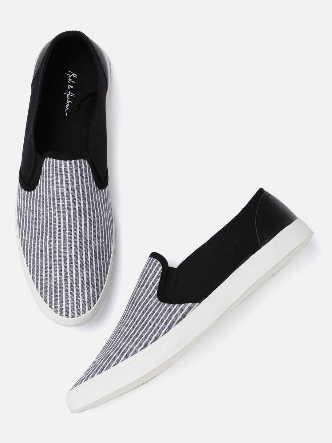Mast & Harbour Men Blue & Black Slip-On Sneakers