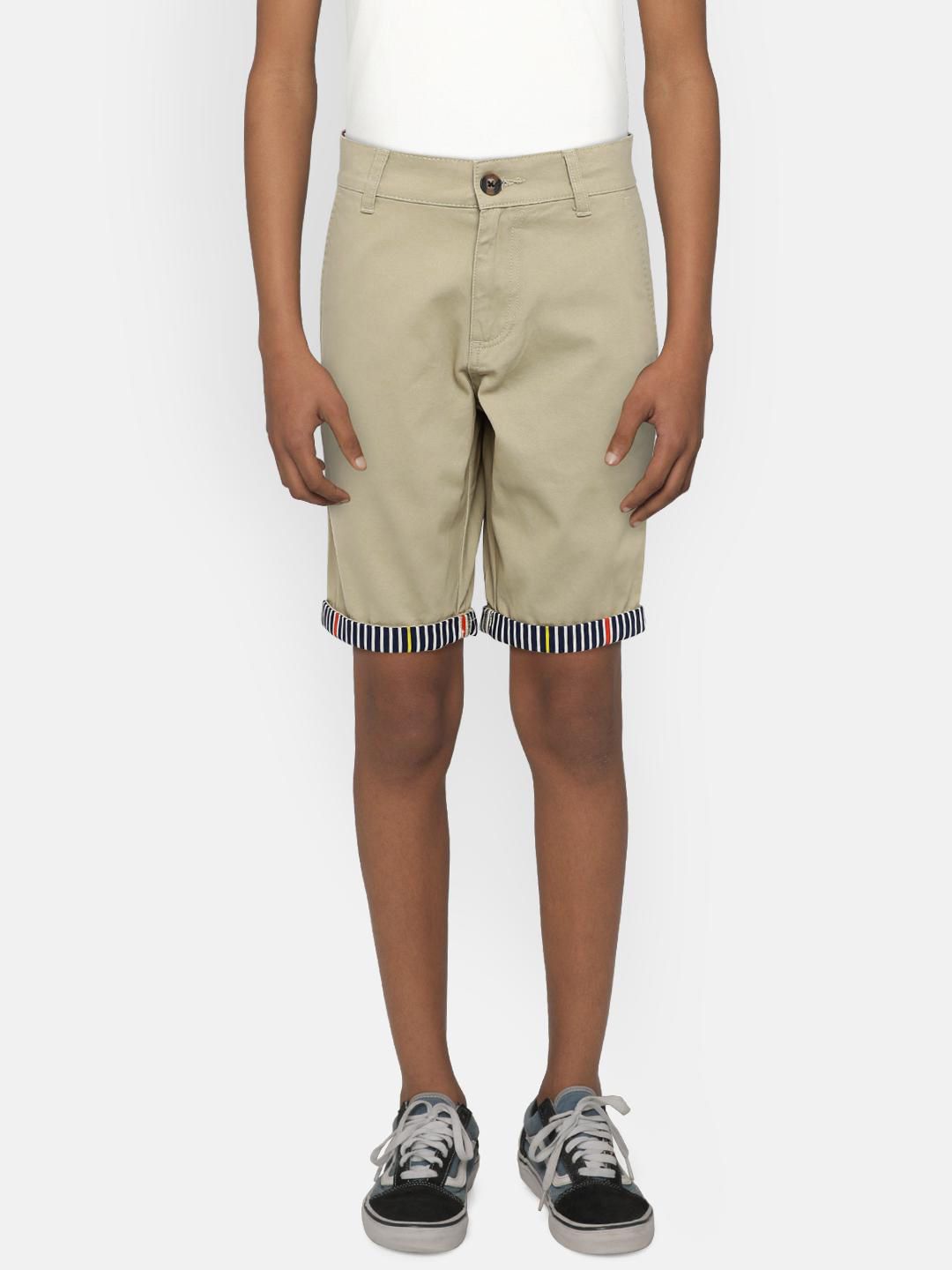 United Colors of Benetton Boys Khaki Solid Regular Fit Shorts