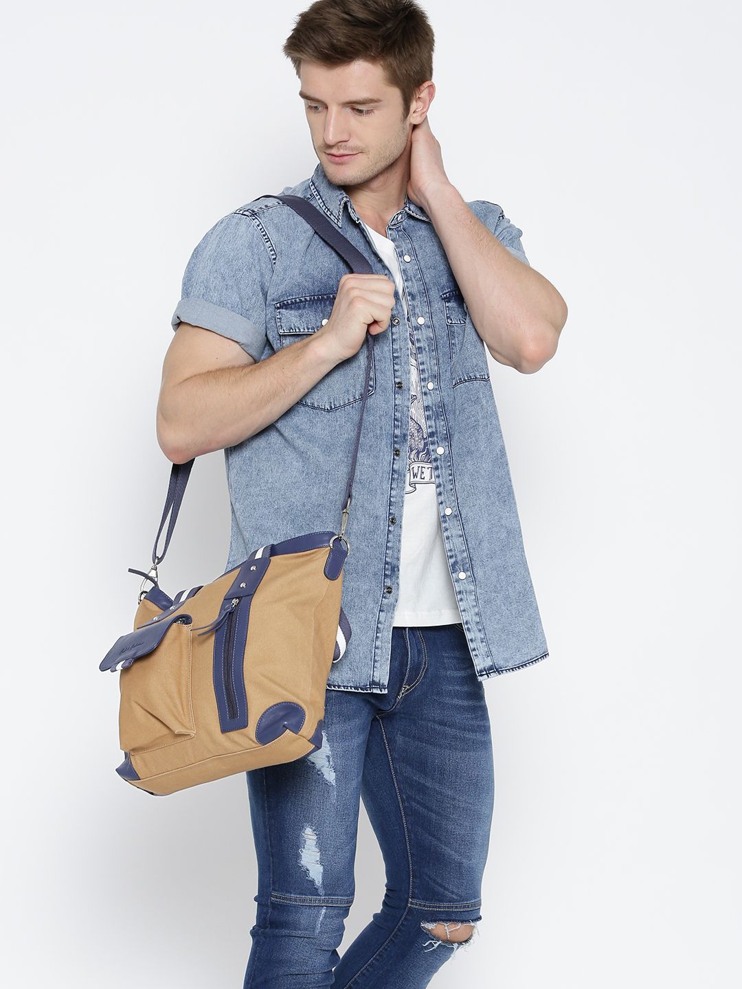Mast & Harbour Brown Messenger Bag with Sling Strap