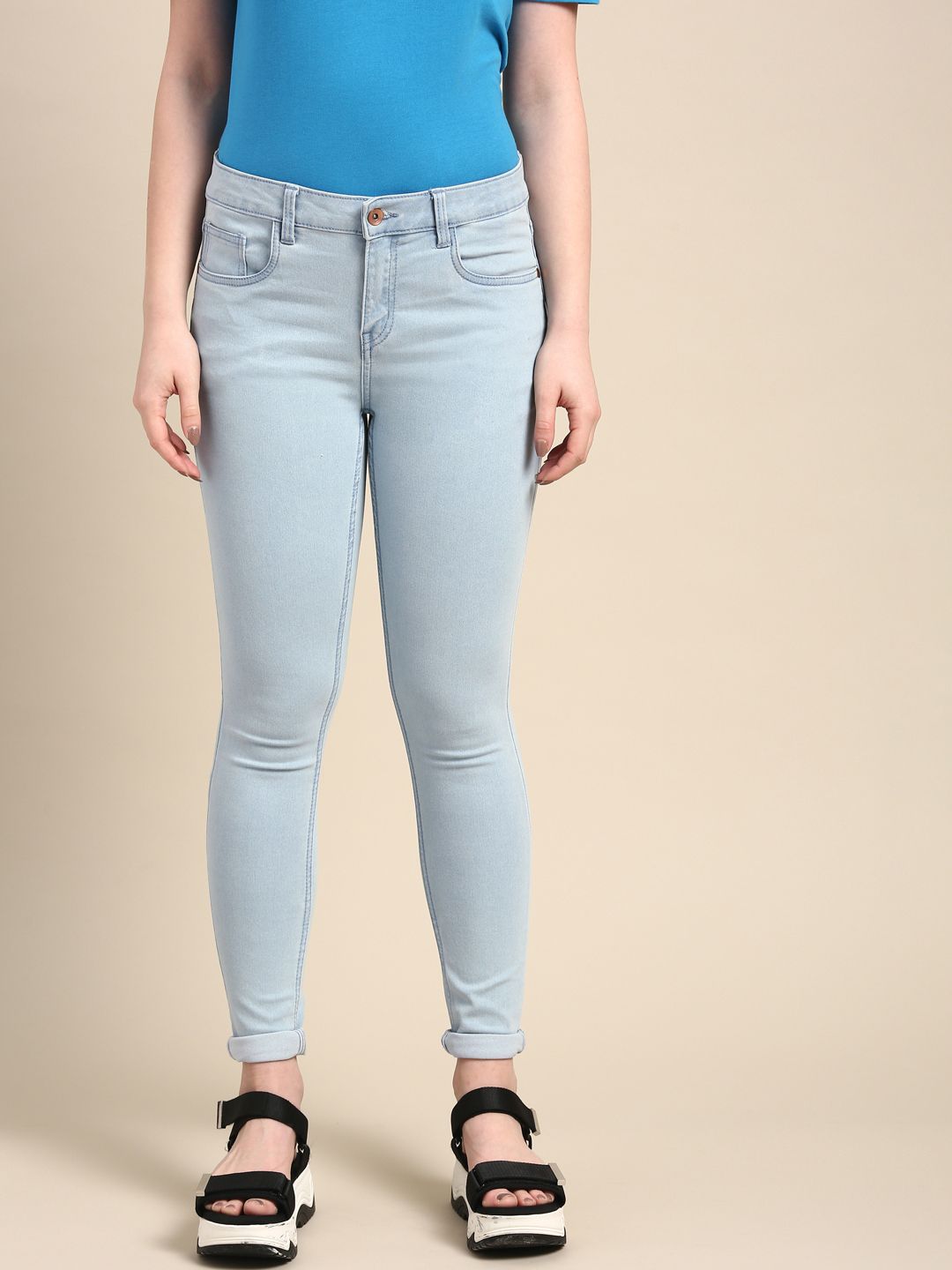 ether Women Blue Skinny Fit Mid-Rise Clean Look Stretchable Jeans