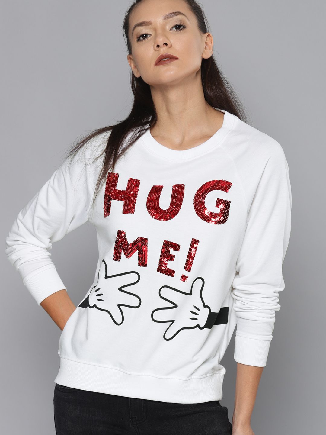 Kook N Keech Disney Women White Printed Sweatshirt