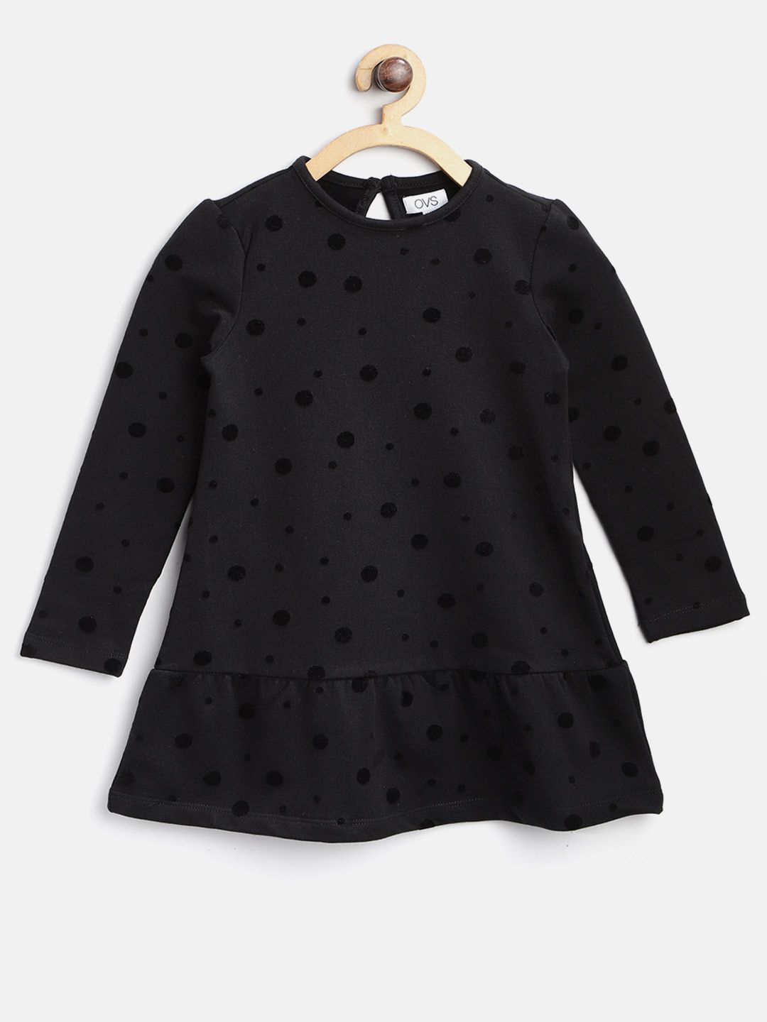 OVS Girls Black Printed Drop-Waist Dress
