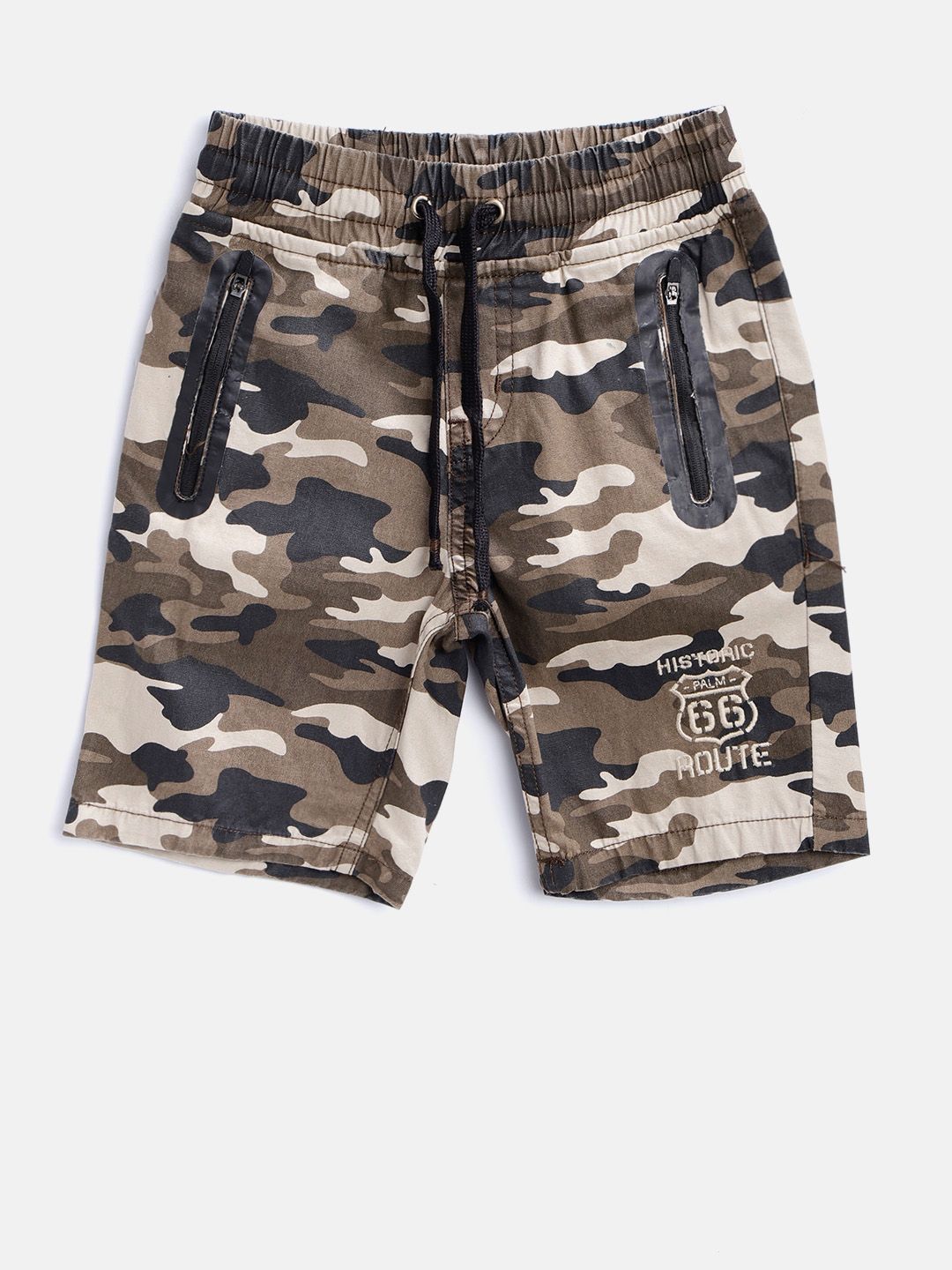 Palm Tree Boys Brown & Black Camouflage Print Classic Fit Shorts