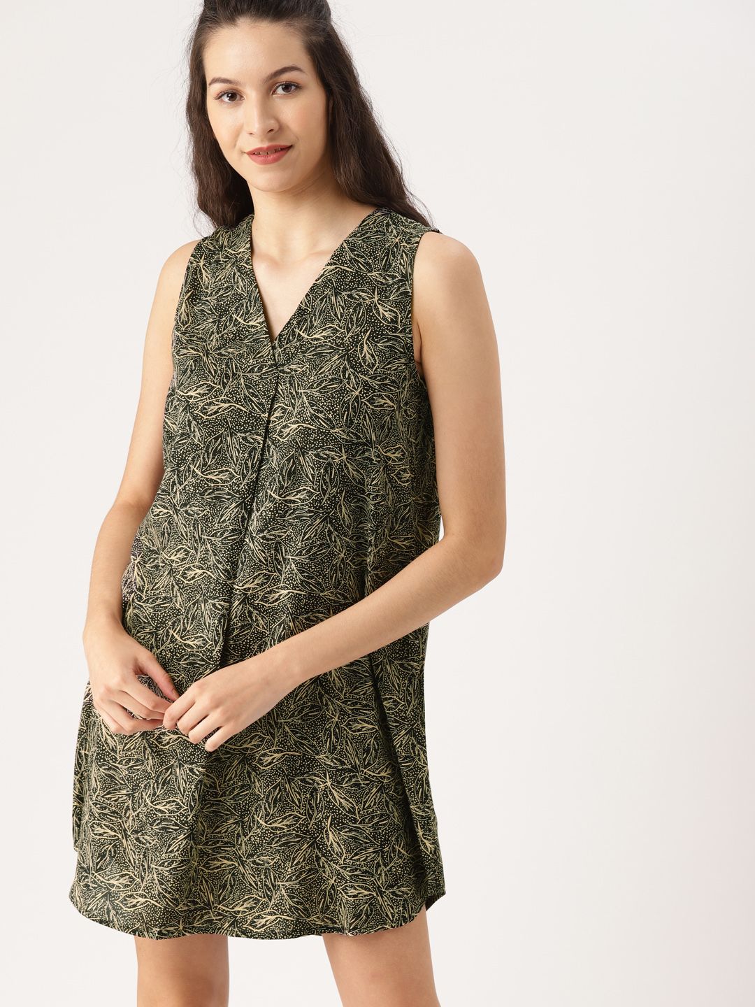 DressBerry Women Black Printed A-Line Dress