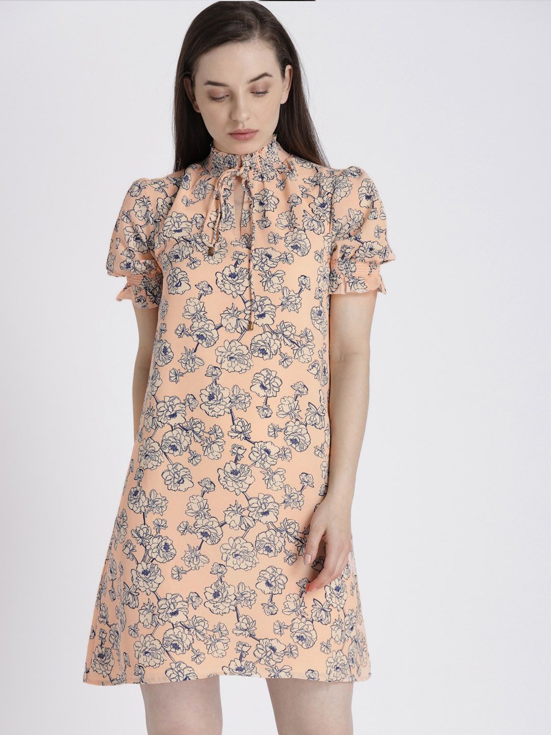 Chemistry Women Cream-Coloured Printed A-Line Dress