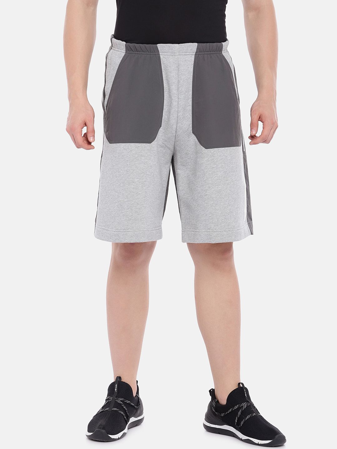 ADIDAS Men Grey Melange Colourblocked Nmd Shorts