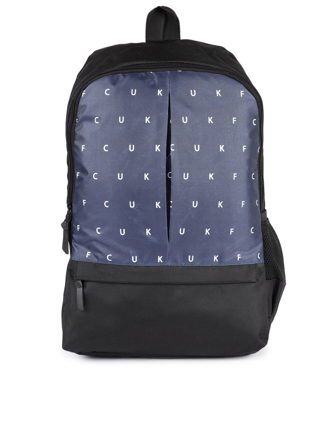French Connection Unisex Navy Blue & Black Brand Logo Backpack