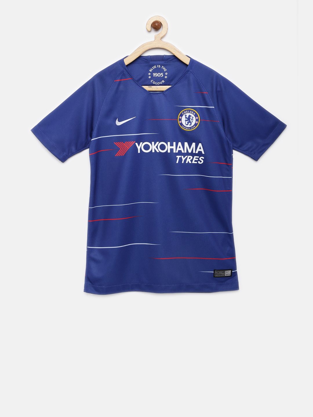 Nike Unisex Blue Striped CFC Y BRT STAD SS HM V-Neck T-shirt