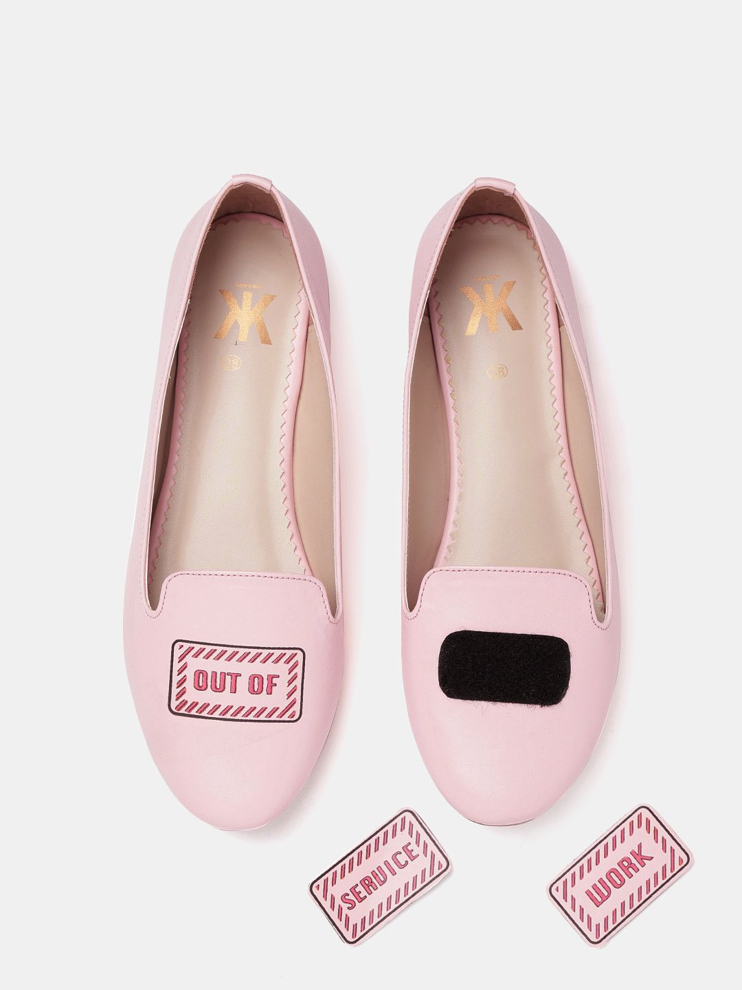 Kook N Keech Women Pink Solid Interchangeable Velcro Patch Ballerinas