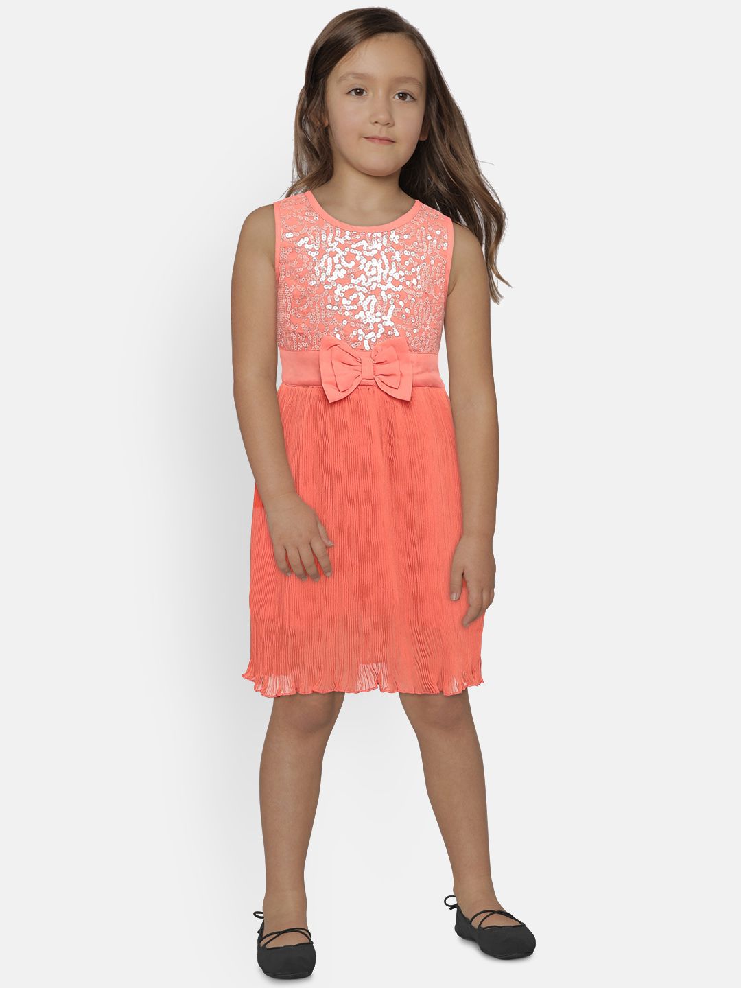 Mini Moi Girls Pink Embellished Fit and Flare Dress