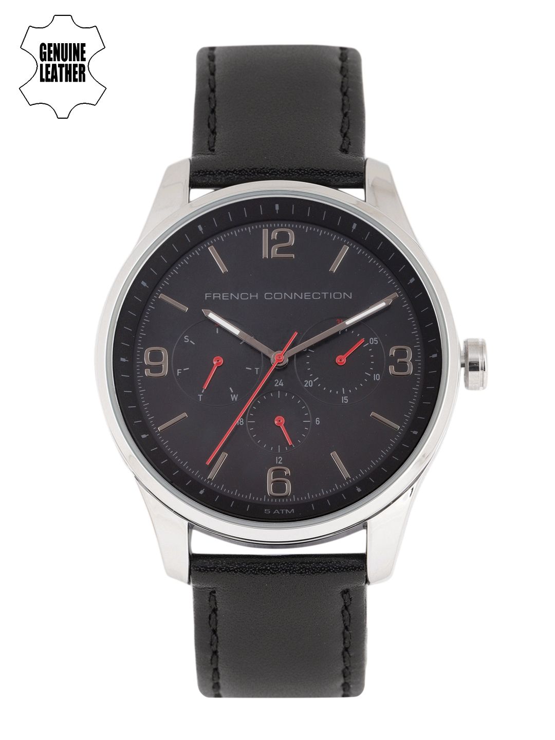 French Connection Men Black Genuine Leather Analogue Watch FC1307B_OR1