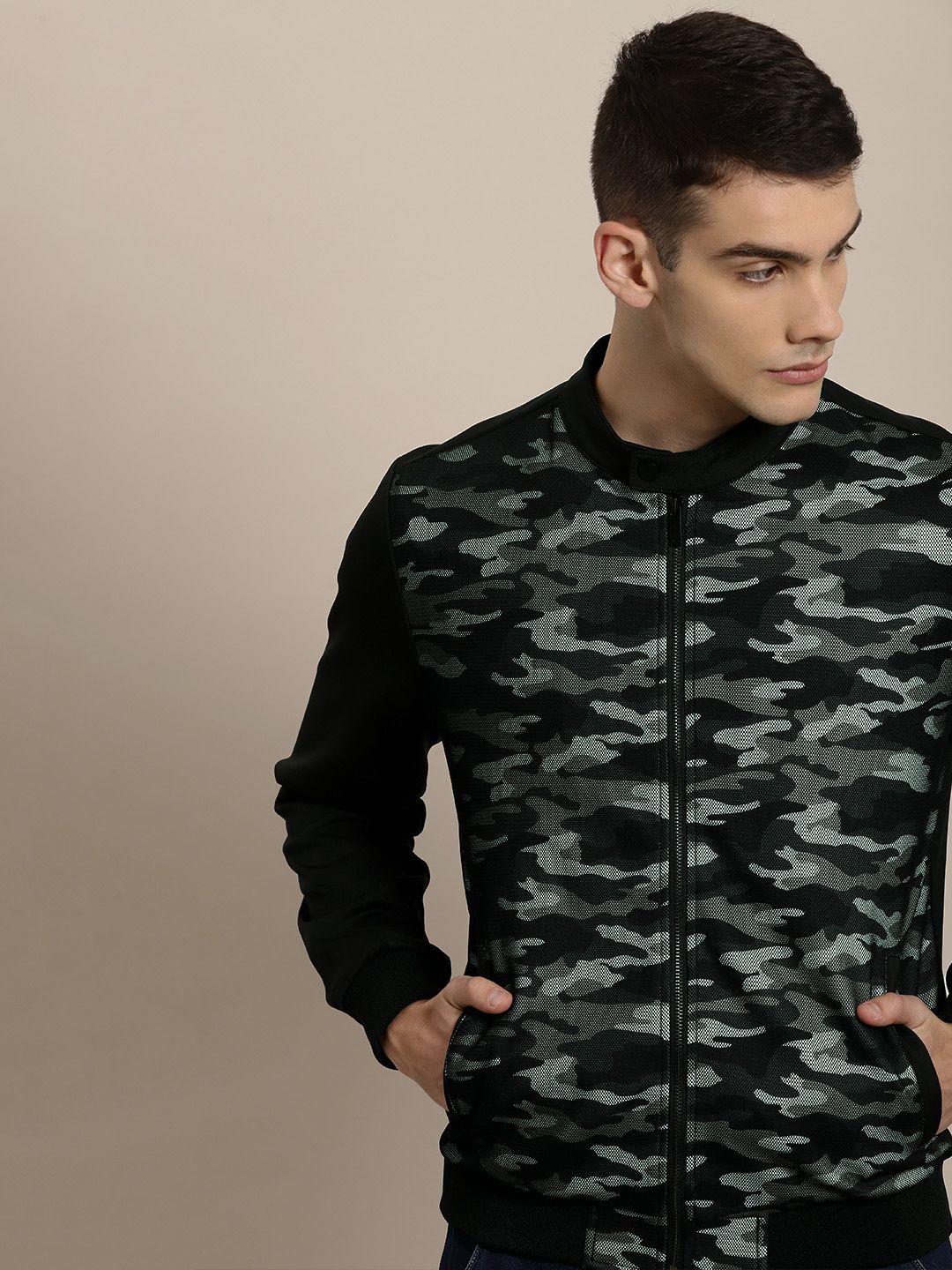 INVICTUS Men Black Printed Bomber