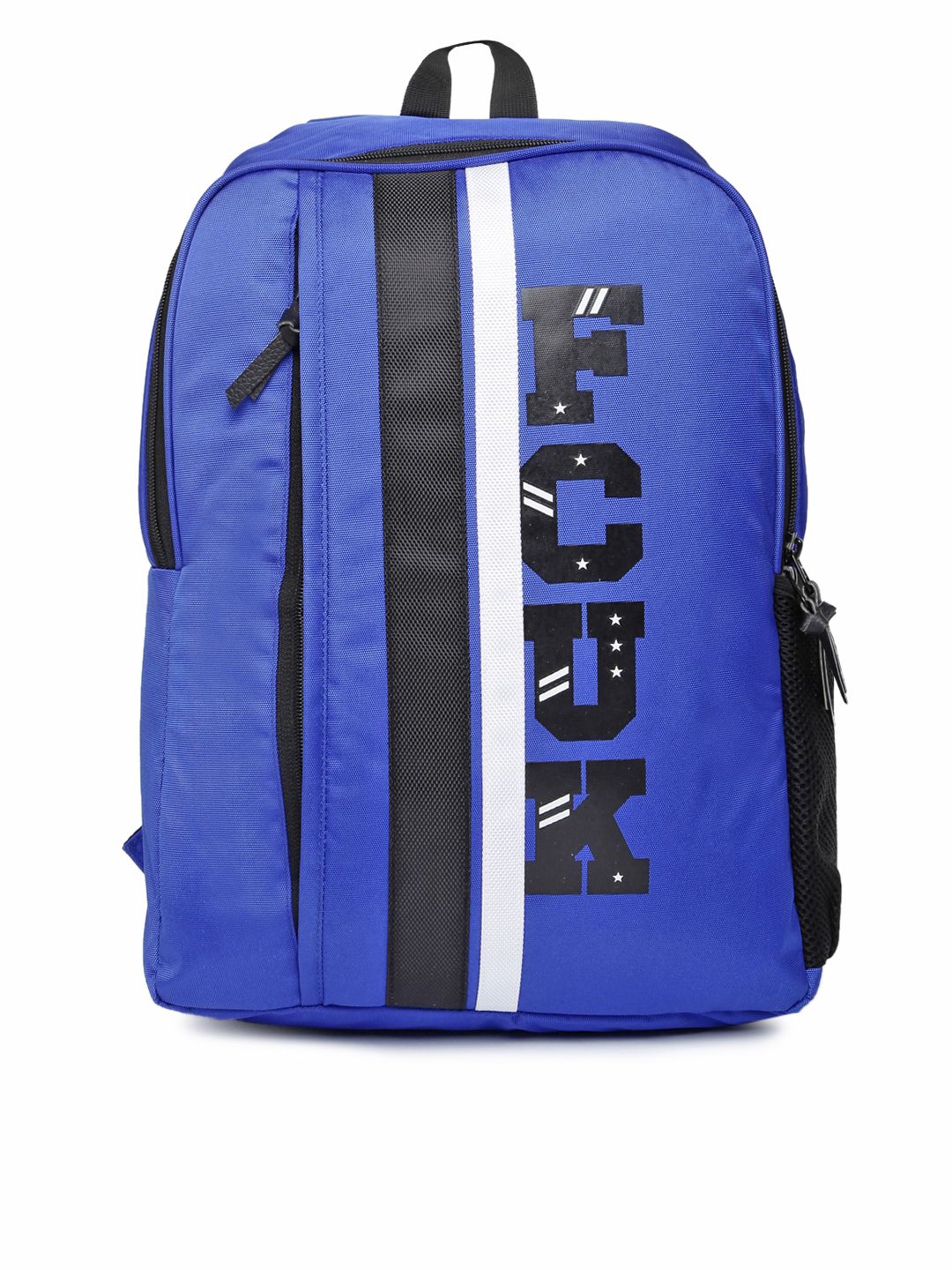 French Connection Unisex Blue Printed & Colourblocked Laptop Backpack