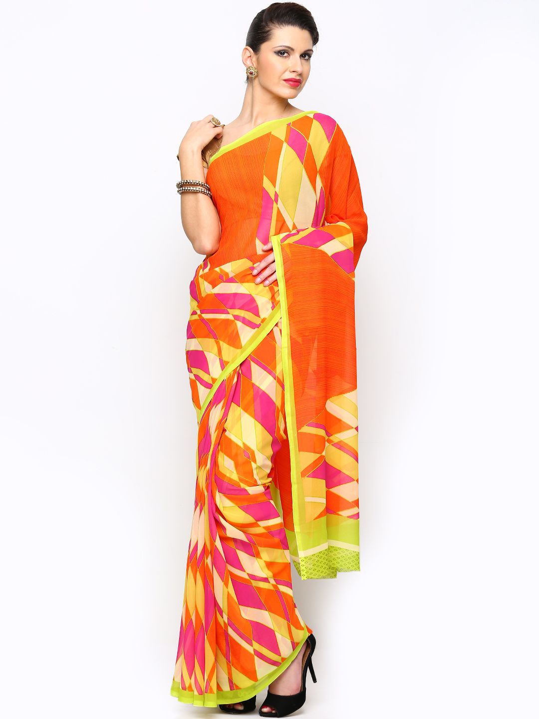 Aaboli Multicoloured Chiffon Printed Saree
