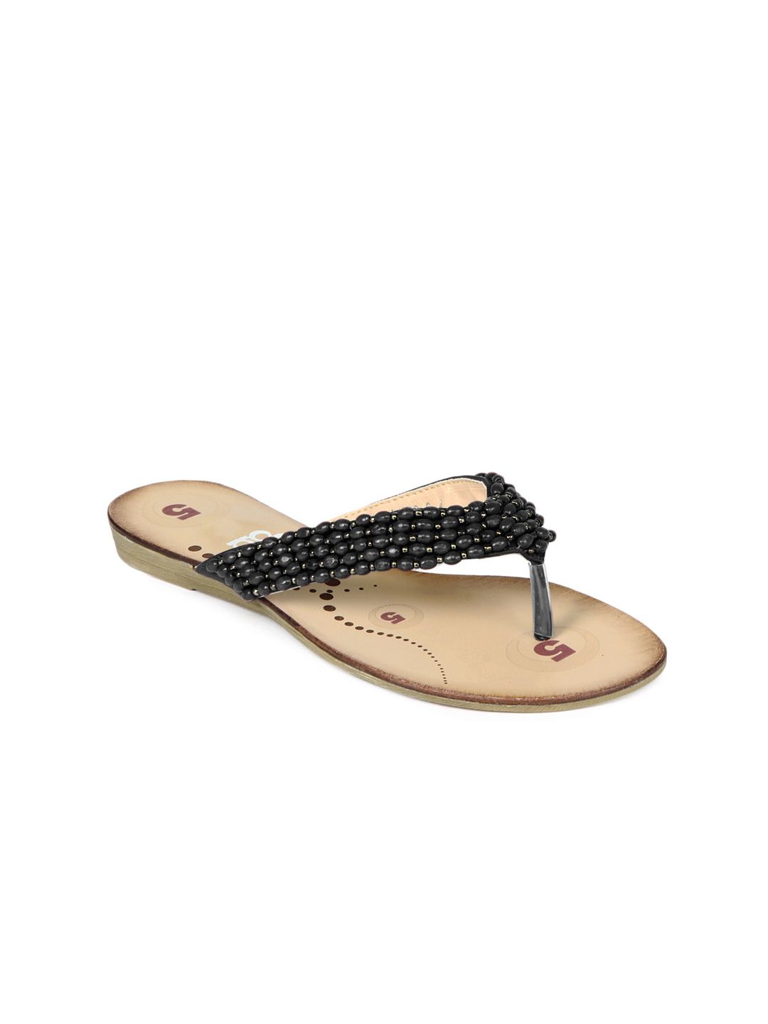 DressBerry Women Black Beaded Sandals