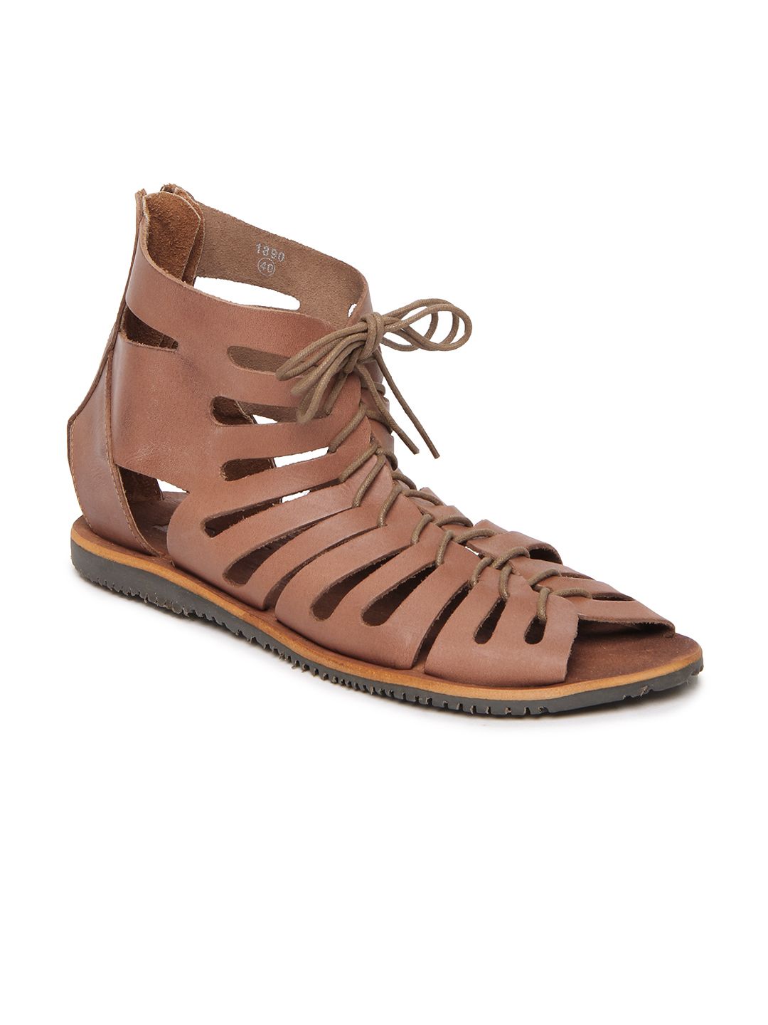Estd. 1977 Men Brown Gladiator Leather Sandals