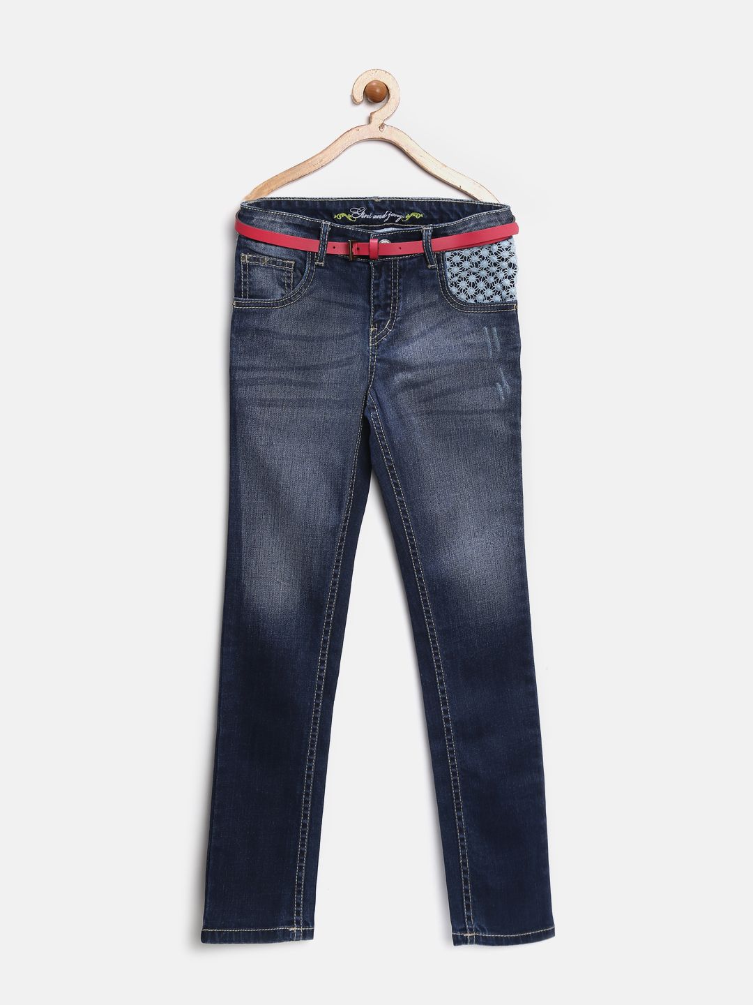 Gini and Jony Girls Navy Washed Stretchable Jeans