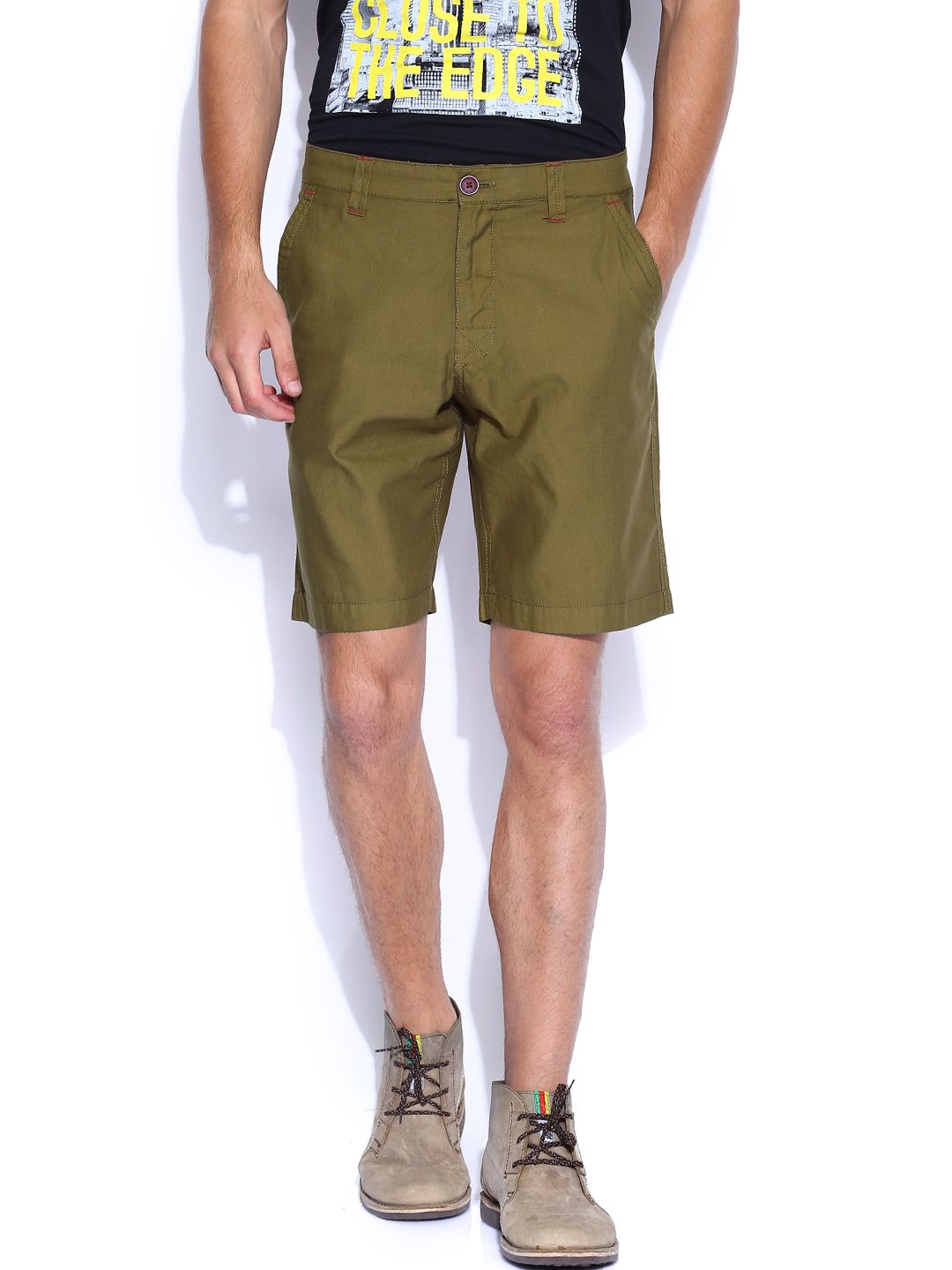 John Players Khaki Low-Rise Shorts