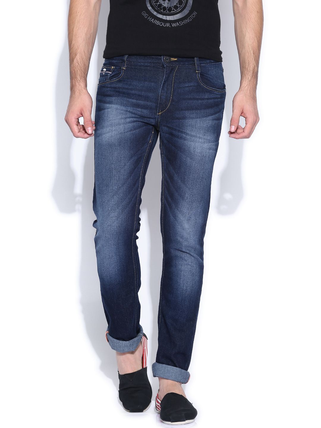 John Players Blue Washed Slim Fit Jeans