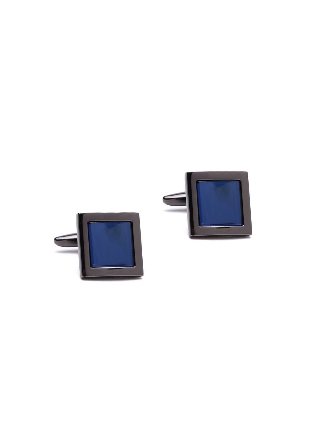 Lino Perros Gunmetal-Toned & Blue Cufflinks