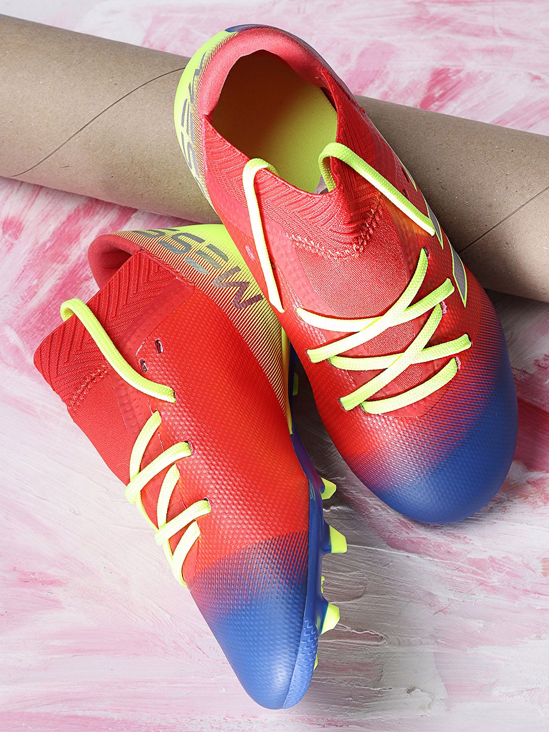 ADIDAS Boys Red & Blue NEMEZIZ Messi 18.3 FG Colourblocked Football Shoes