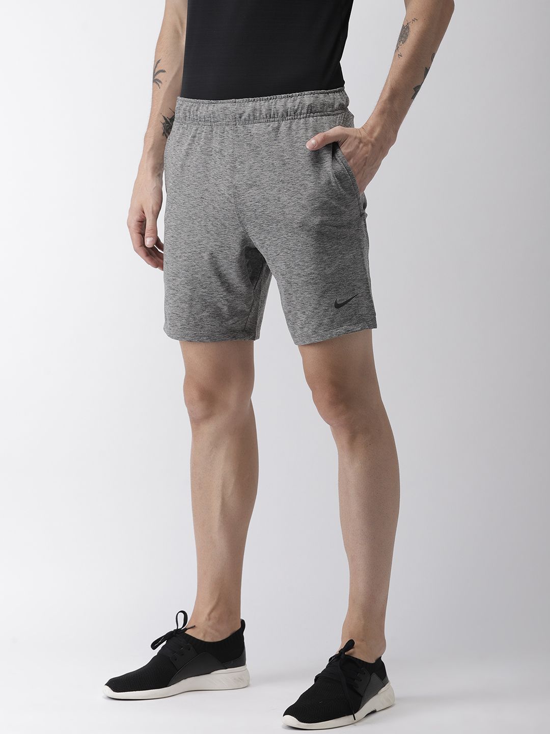 Nike Men Grey Melange Solid Standard Fit AS M NK DRY SHORT HPRDRY LT DRI-FIT Sports Shorts