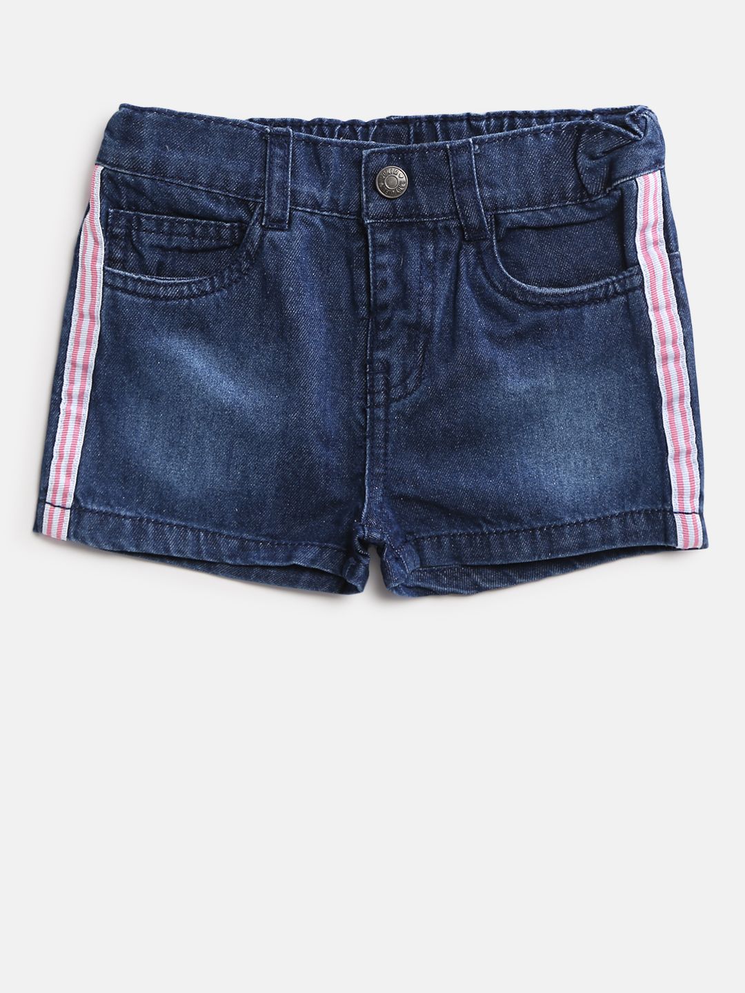 Fox Girls Navy Washed Regular Fit Denim Shorts