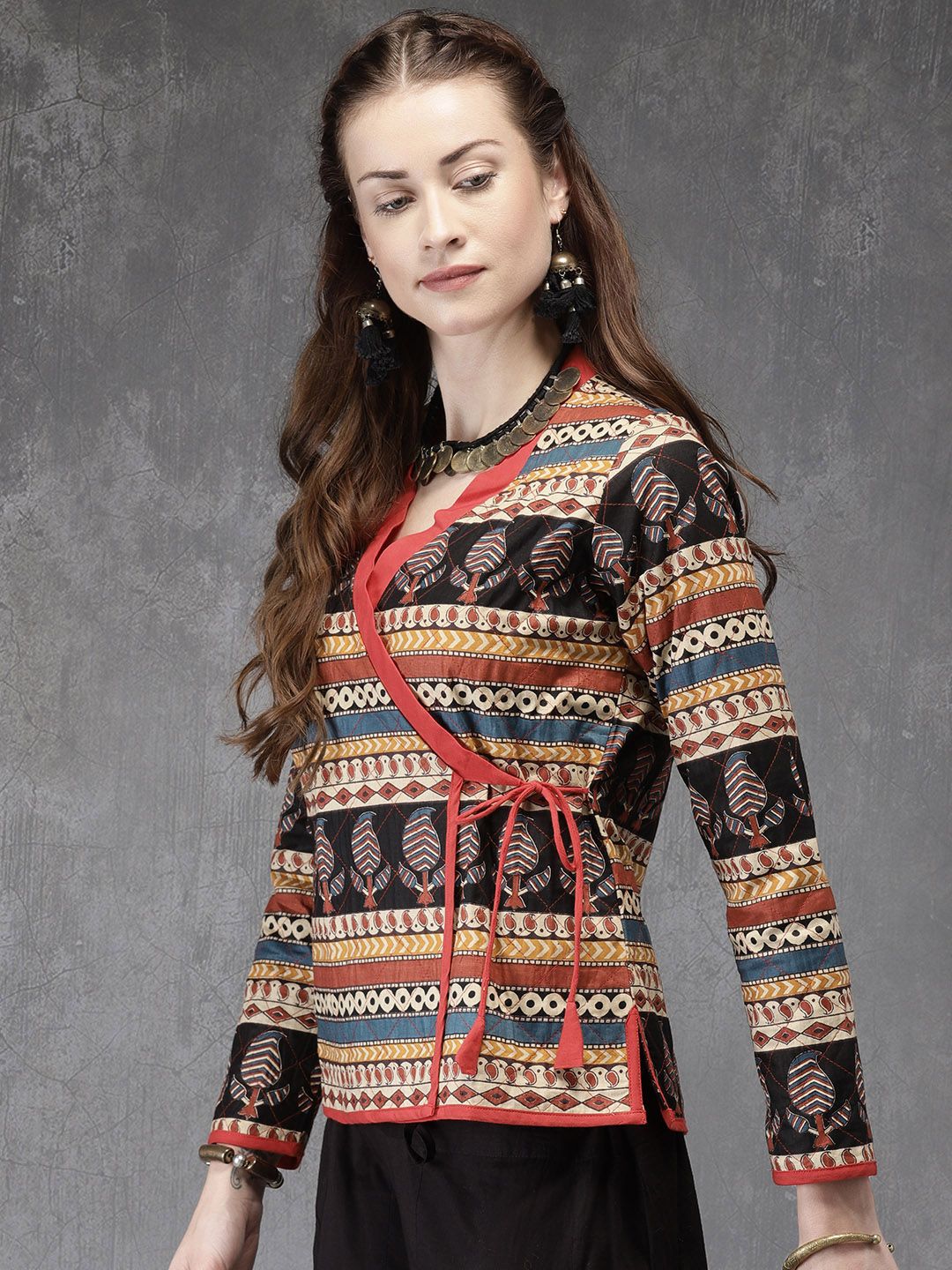 Anouk Women Multicoloured Printed Tailored Jacket