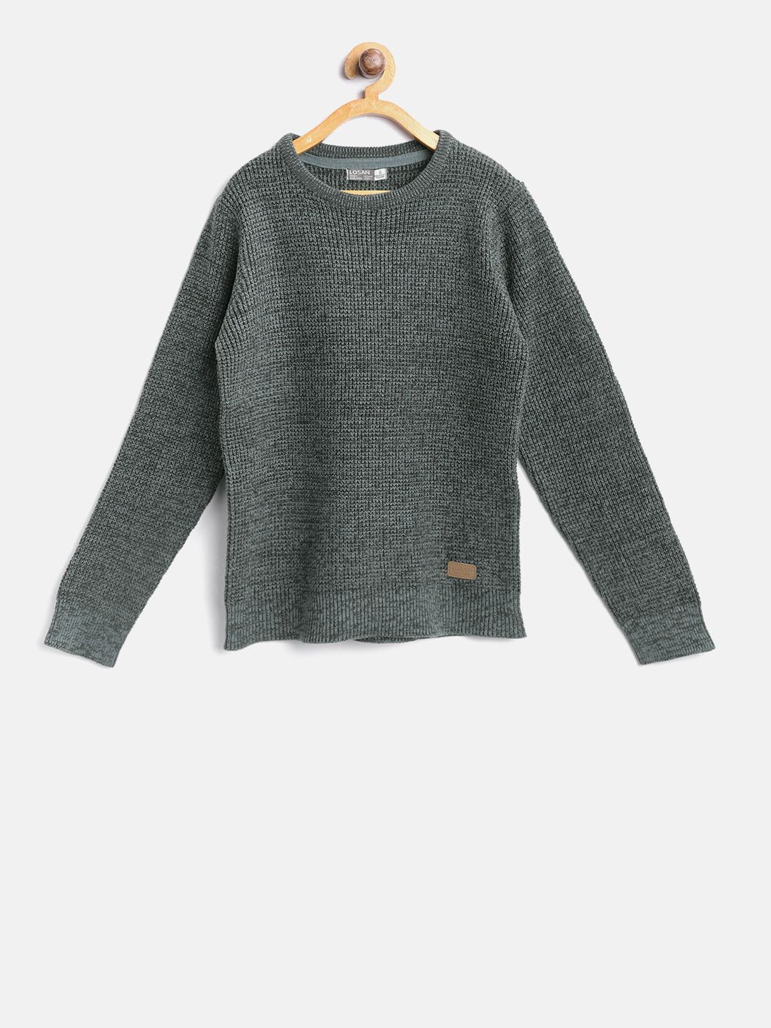 Losan Boys Charcoal Grey Solid Pullover