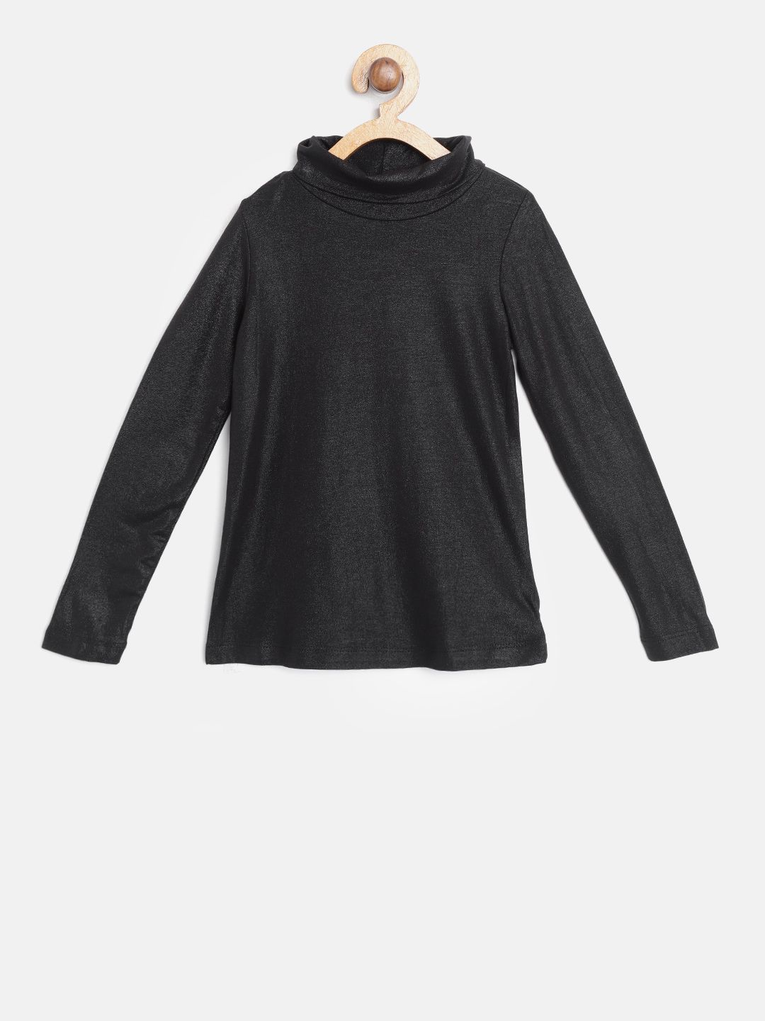 OVS Girls Black Solid Shimmer Top
