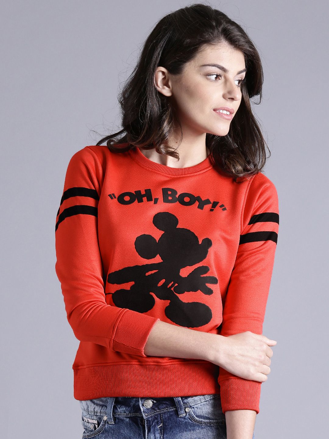 Kook N Keech Disney Women Coral Red Printed Sweatshirt
