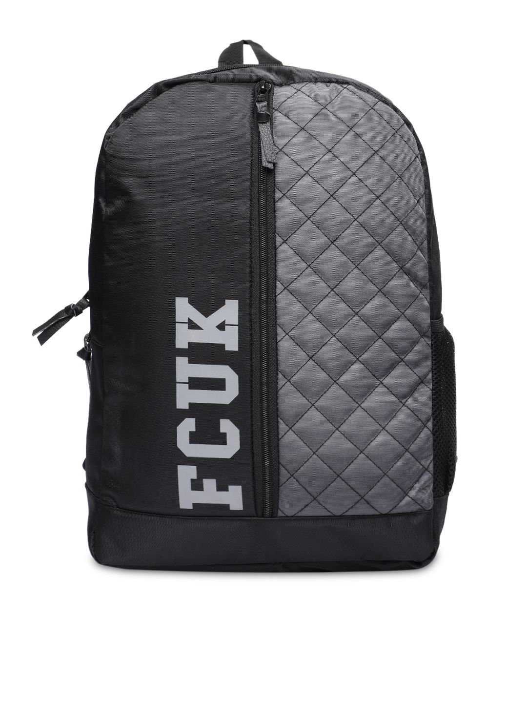 French Connection Unisex Black & Grey Colourblocked Backpack