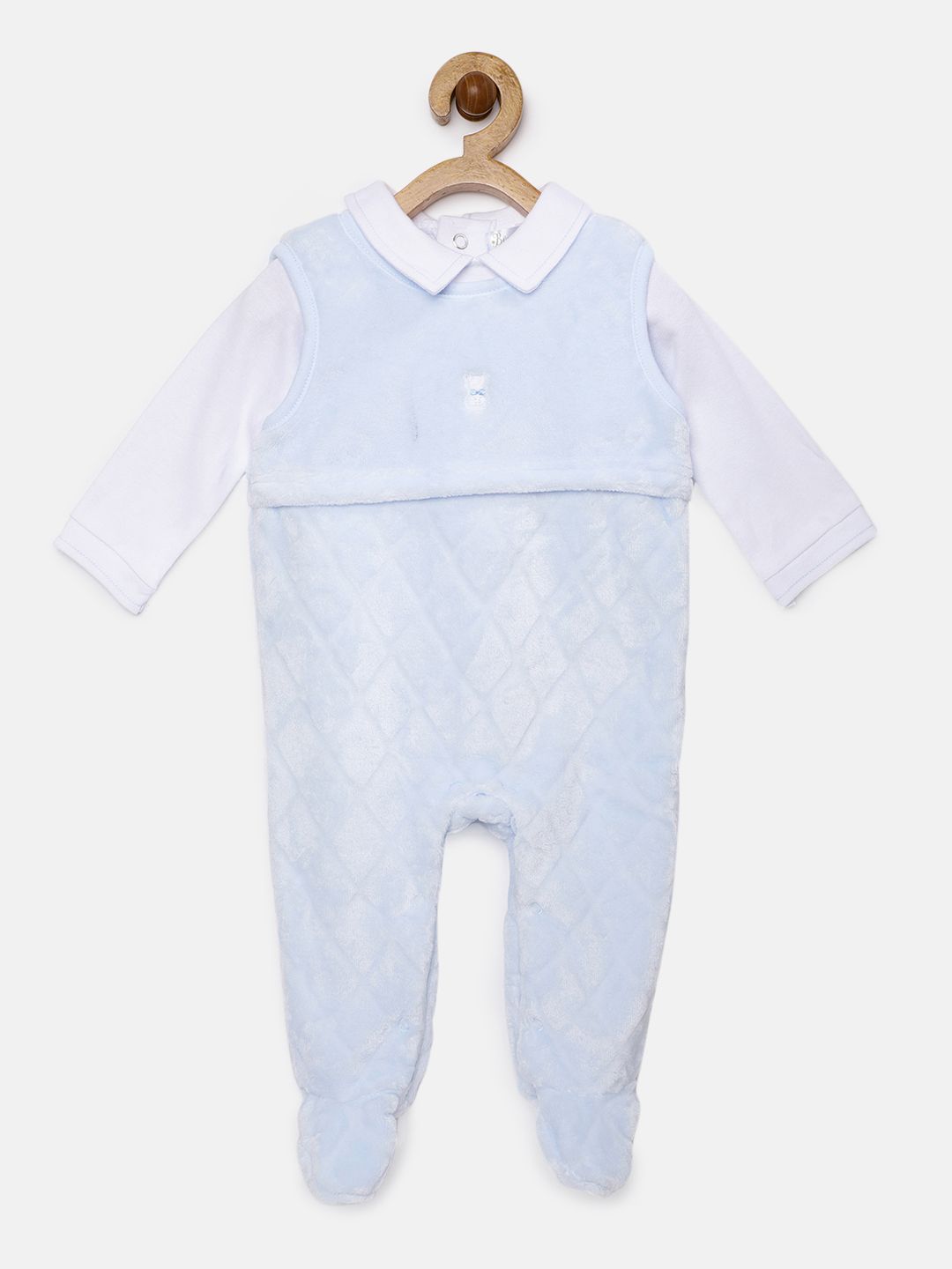 Bonjour Bebe Boys Blue Solid Sleepsuit