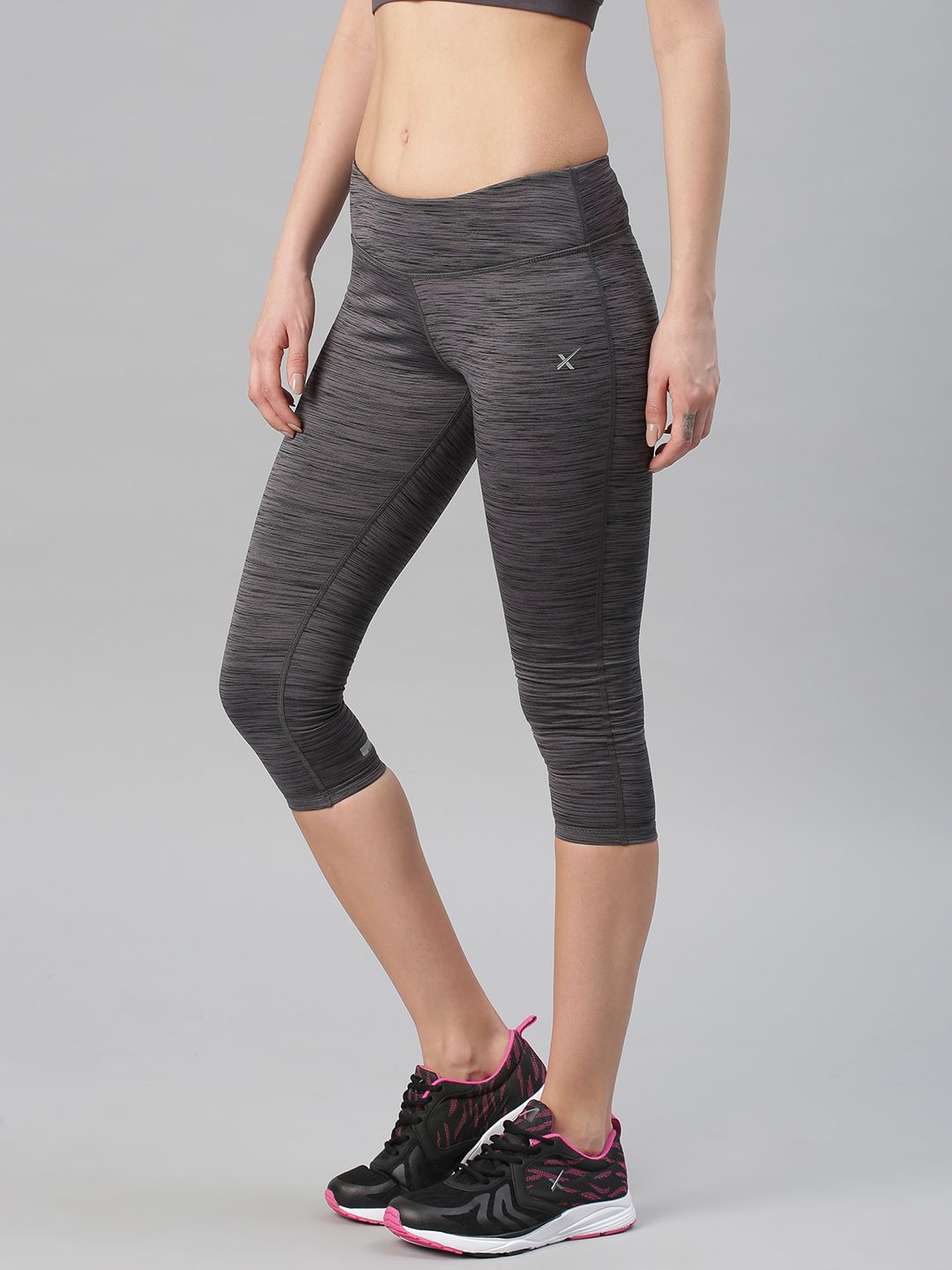 HRX by Hrithik Roshan Women Grey Printed 3/4th Tights