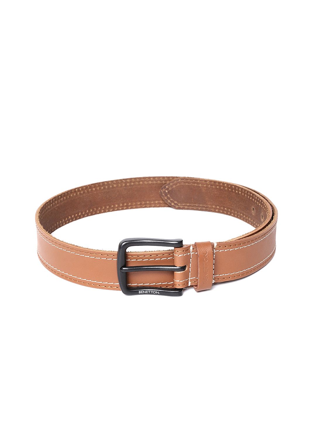 United Colors of Benetton Men Tan Brown Solid Leather Belt