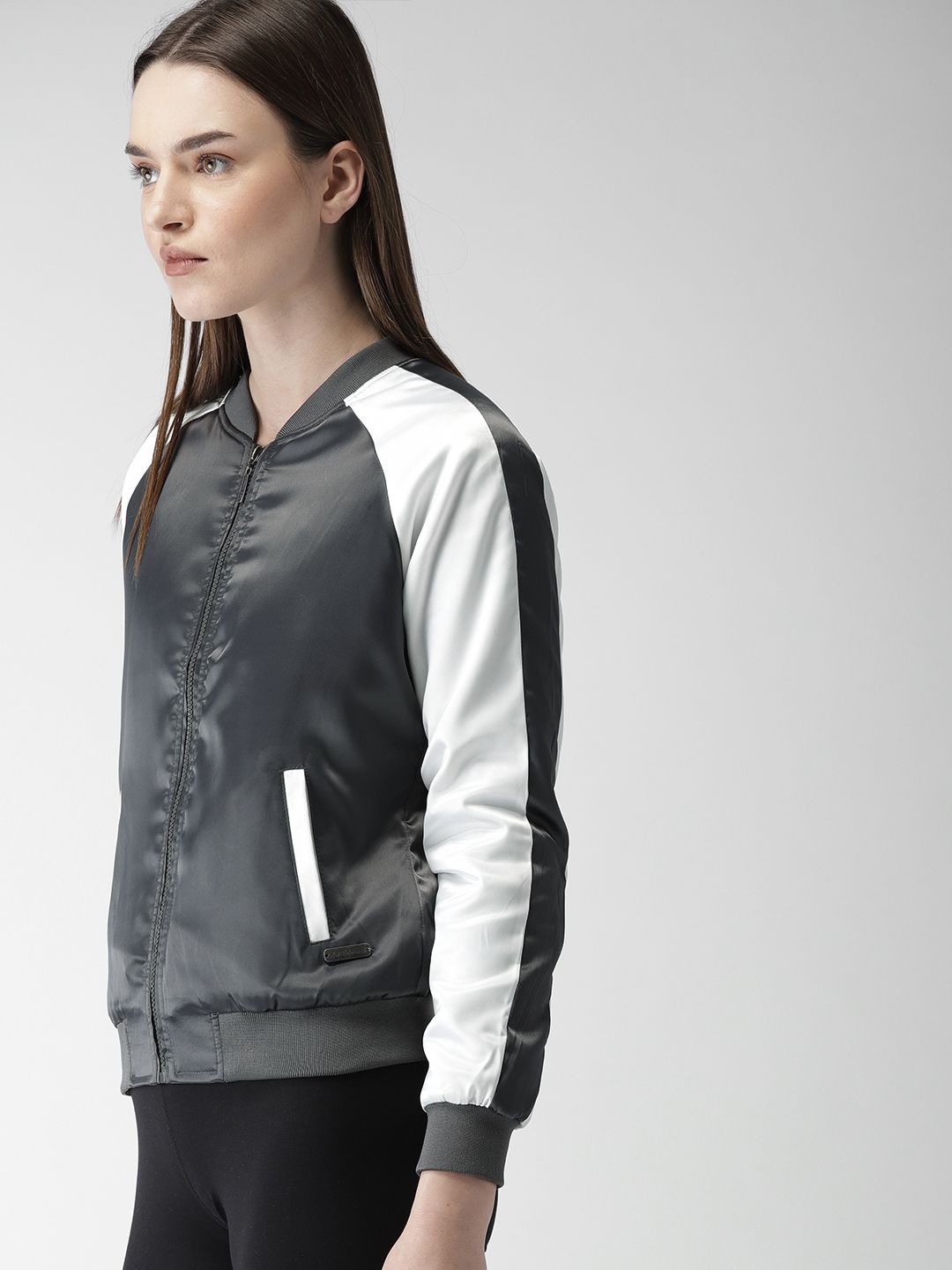 Mast & Harbour Women Charcoal Solid Bomber