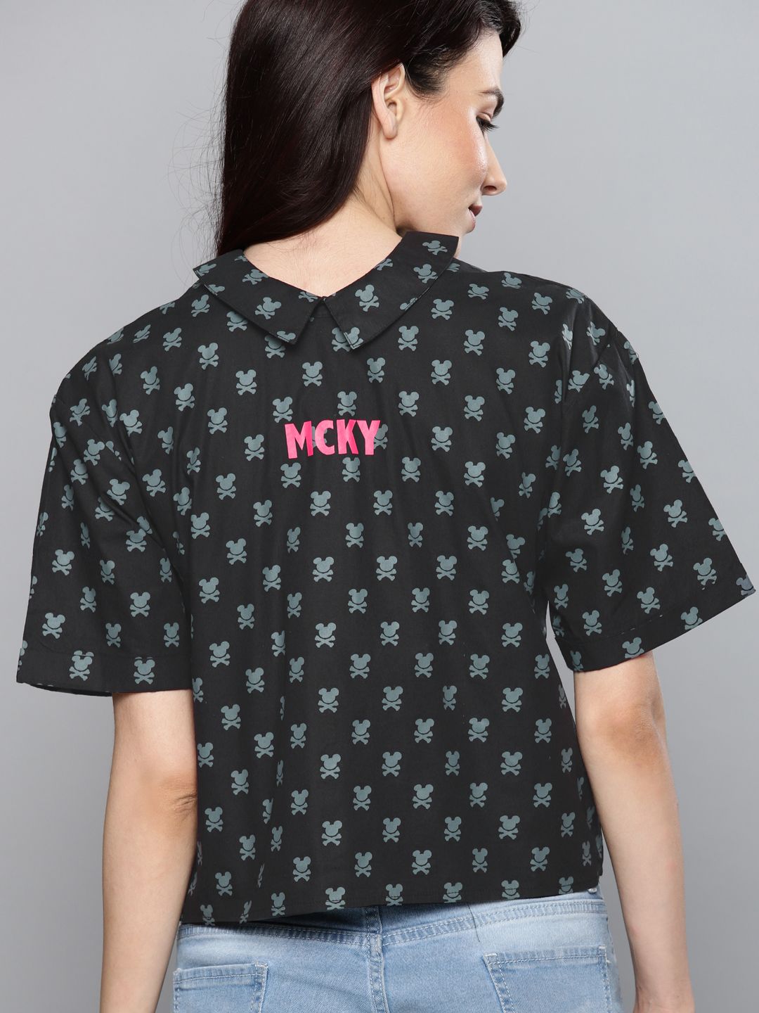 Kook N Keech Disney Women Black Regular Fit Printed Casual Shirt