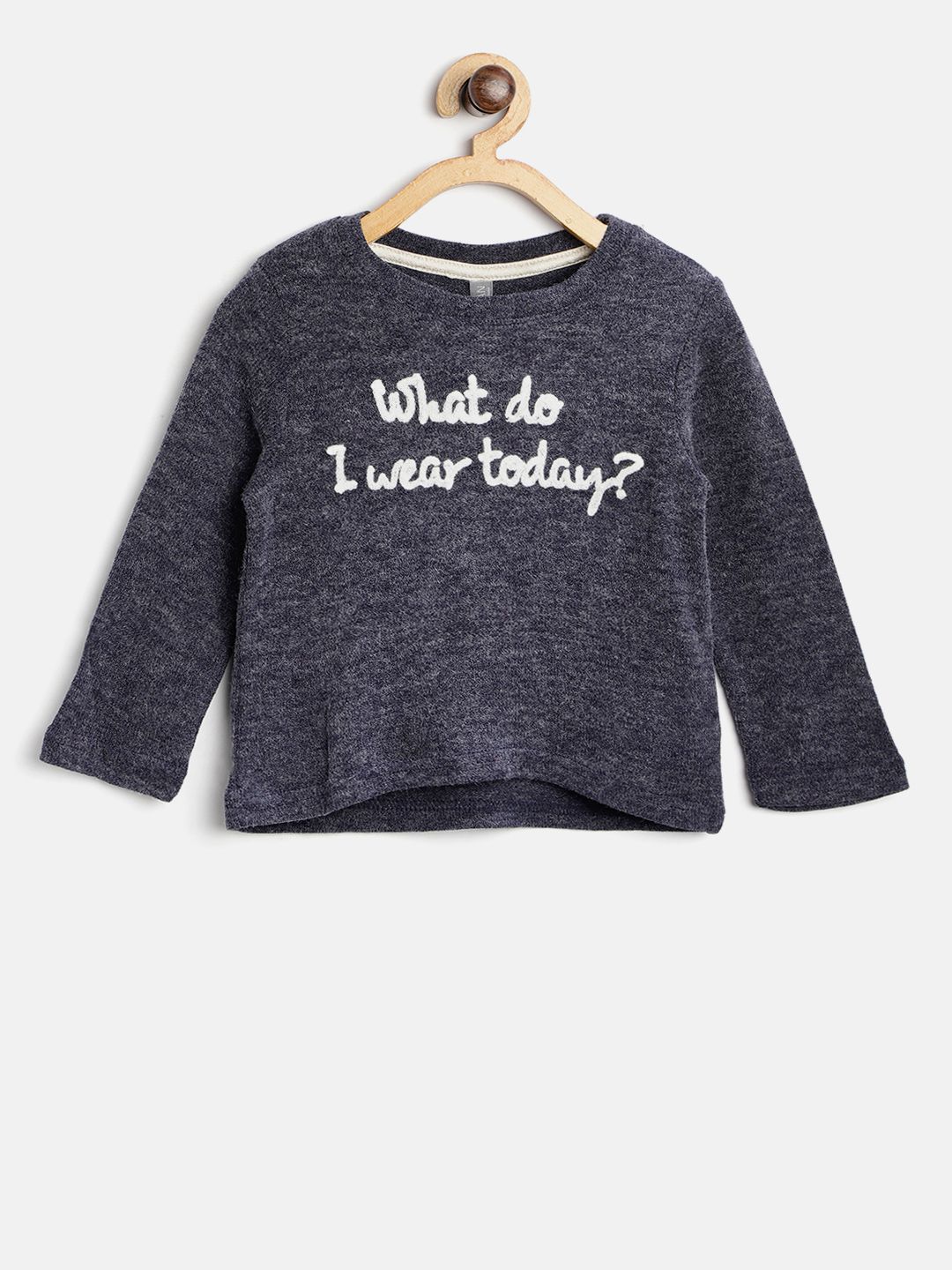 Losan Girls Navy Blue Embroidered Pullover