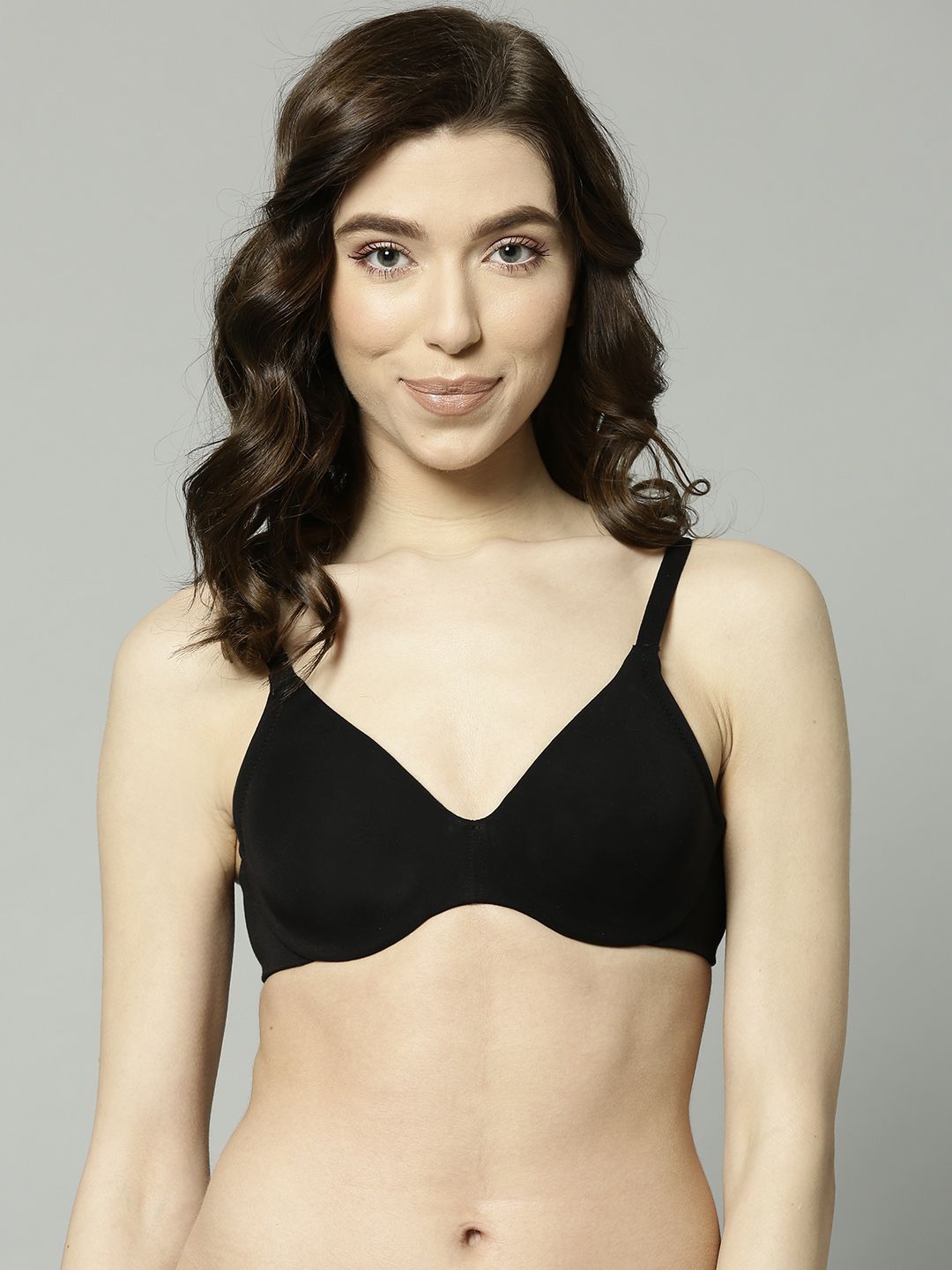 Marks & Spencer Black Solid Underwired Lightly Padded Everyday Bra T332693